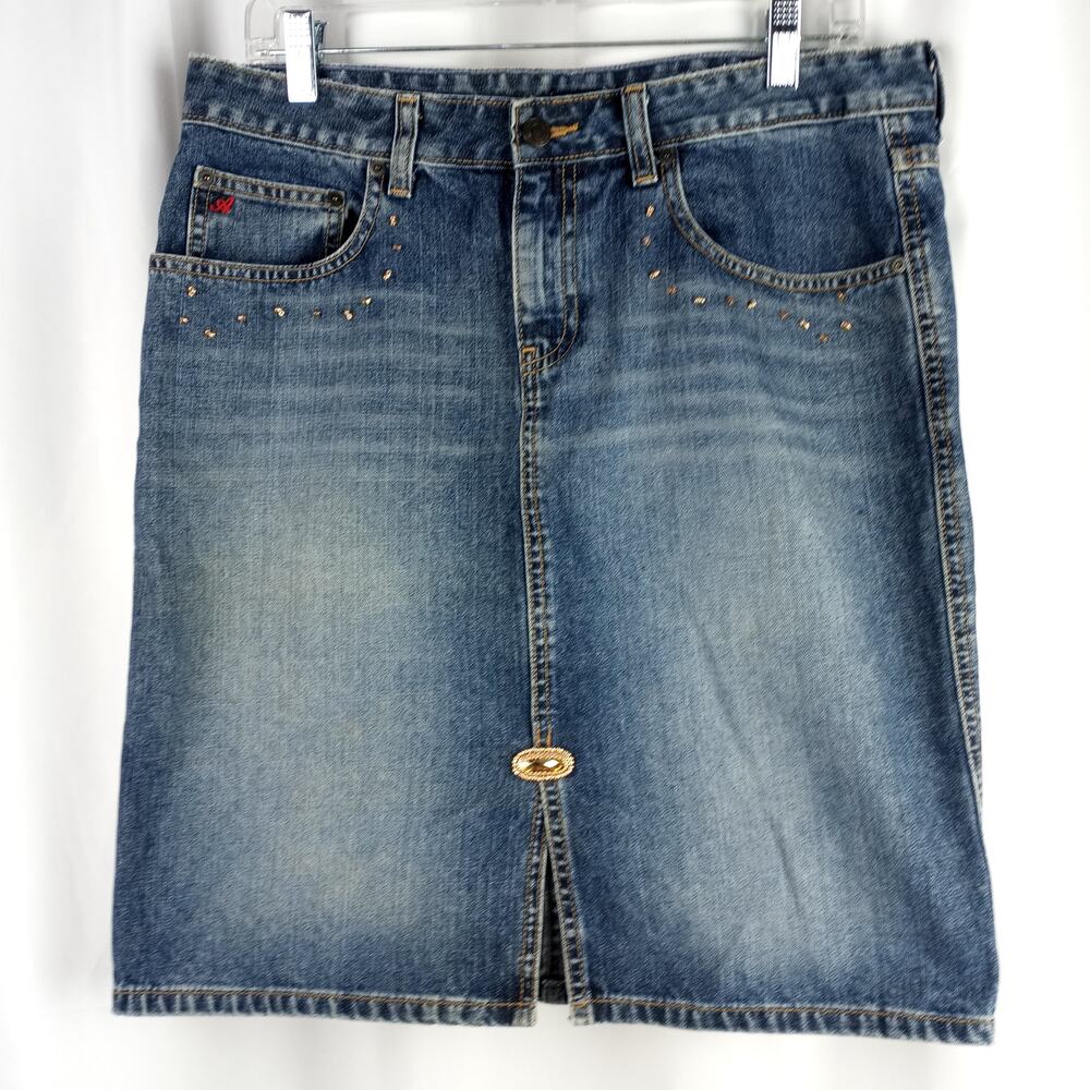 AMERICAN EAGLE~ Handmade Bead Embellished Denim Skirt~8
